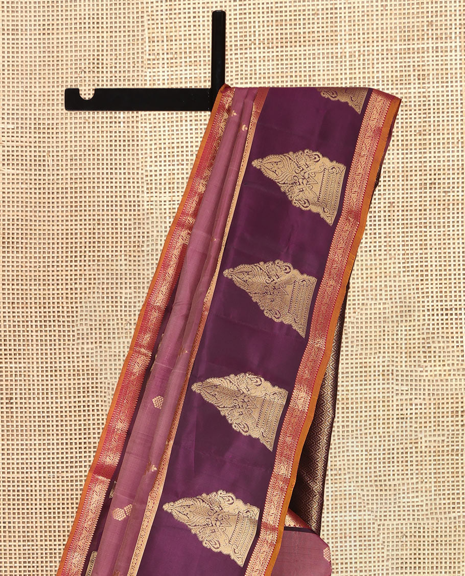 Pink Vasundhara Lite Silk Mix Saree, Elevated with Zari Buttas, a Contrast Traditional Zari Border, Jaal Pallu, and Contrast Blouse