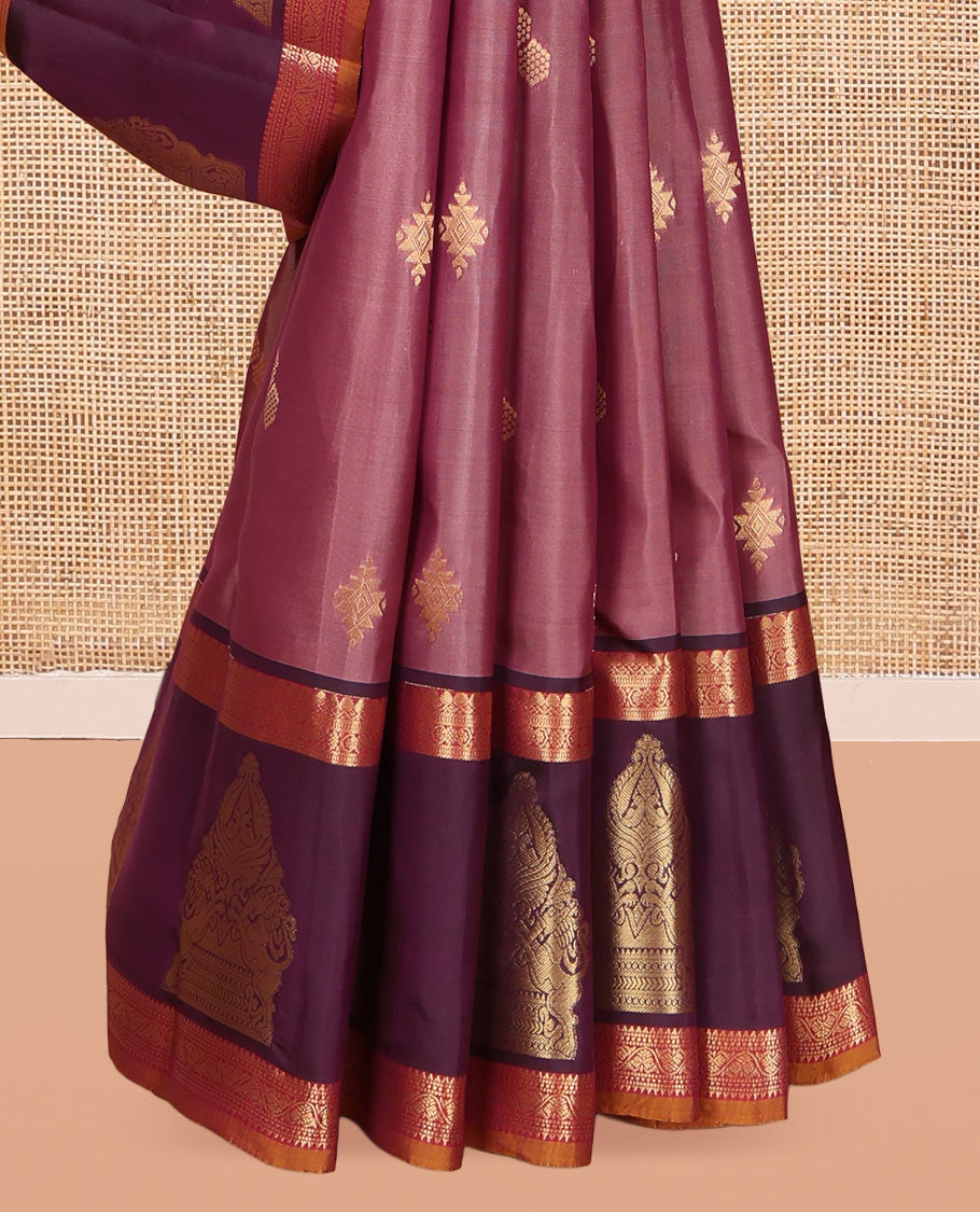 Pink Vasundhara Lite Silk Mix Saree, Elevated with Zari Buttas, a Contrast Traditional Zari Border, Jaal Pallu, and Contrast Blouse