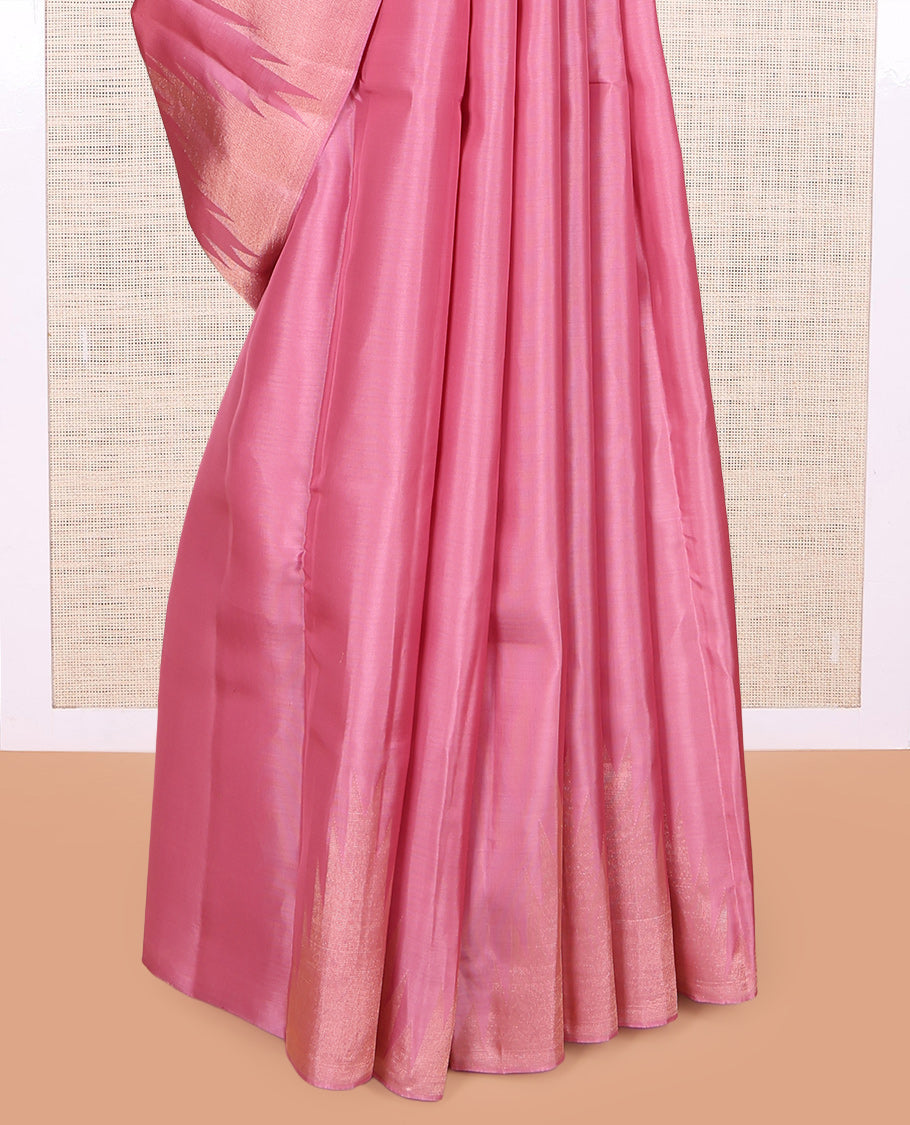 Pink Vasundhara Lite Silk Mix Saree, a Thazampoo Rekku Border, Jaal Pallu, a Matching Blouse