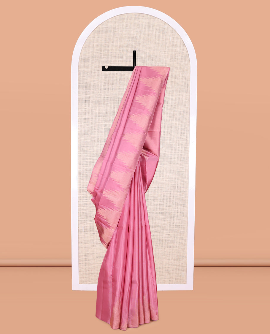 Pink Vasundhara Lite Silk Mix Saree, a Thazampoo Rekku Border, Jaal Pallu, a Matching Blouse