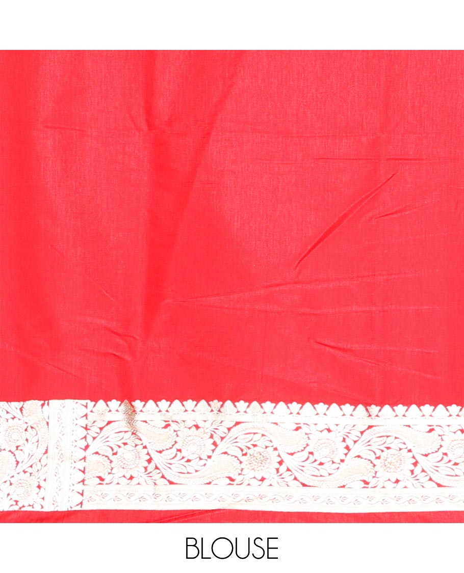 Brown buttas semi banaras nylon with contrast floral design border & floral design pallu