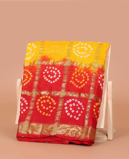 Yellow Bandhani Dola Silk Saree
