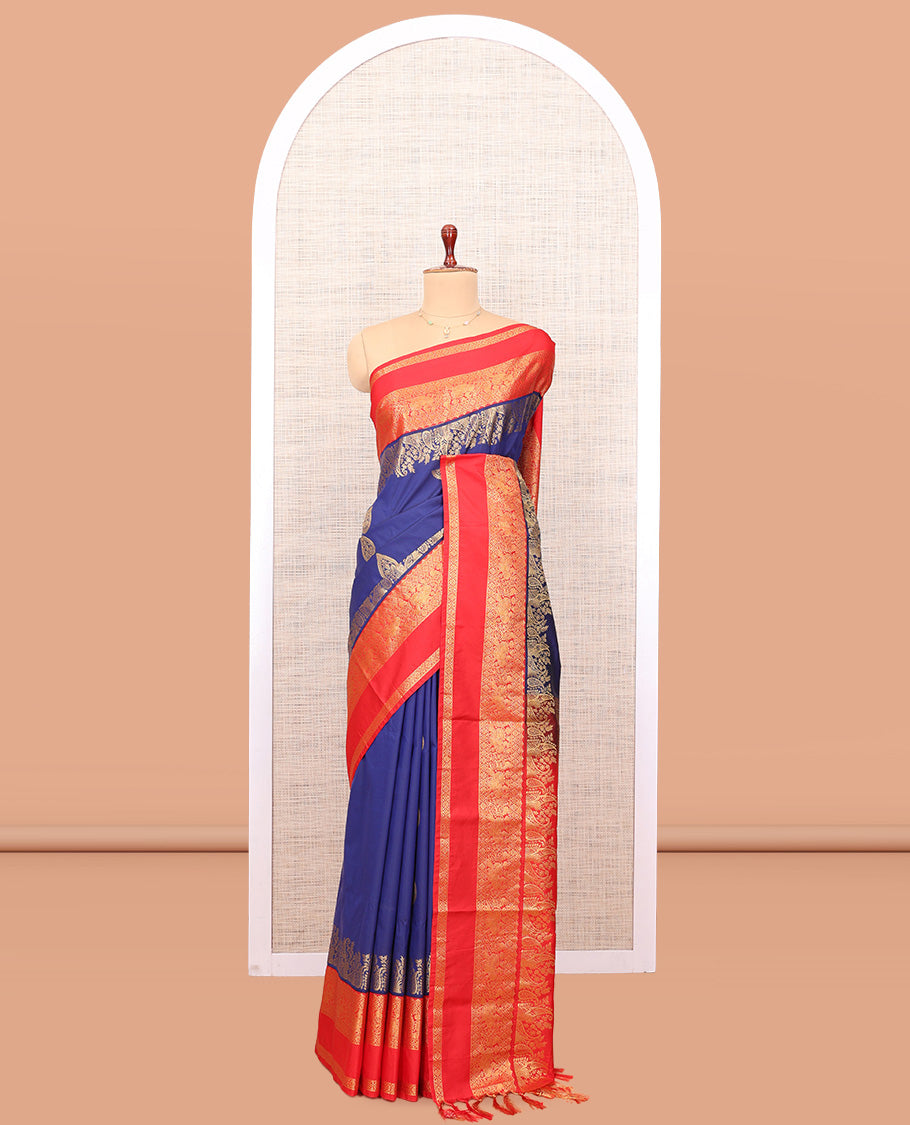 Navy Blue Butta Budget Silk Saree