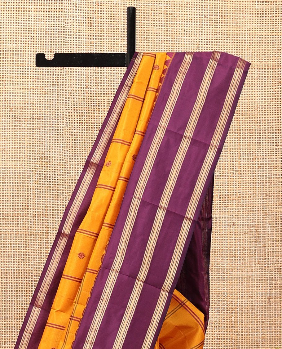 Mustard Checked Vasundhara Lite Silk Mix Saree,Contrast Temple Border,Grand Pallu,Contrast Blouse