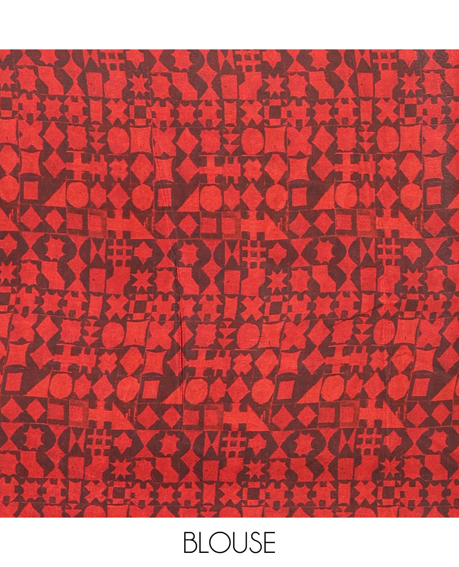 Borderless Multi-Color Georgette Saree Steeped with Circle Motifs All Over Its Body, Complemented by a Contrast Pallu of Different Geometric Motif Prints, and Paired with a Contrast Geometric Printed Blouse