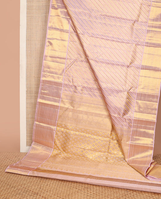 Pink jacquard silk saree, zari border of rekku,kathir,muthu,mayil kann design & zari stripes & pallu of jaal design