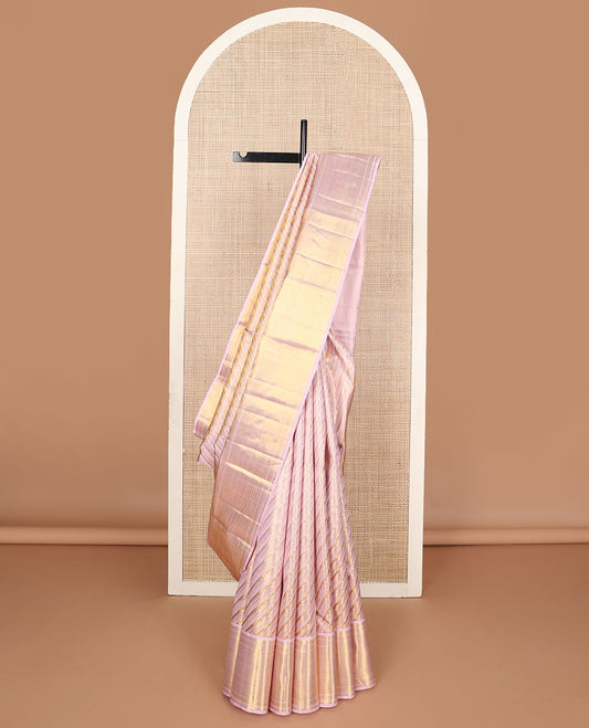 Pink jacquard silk saree, zari border of rekku,kathir,muthu,mayil kann design & zari stripes & pallu of jaal design
