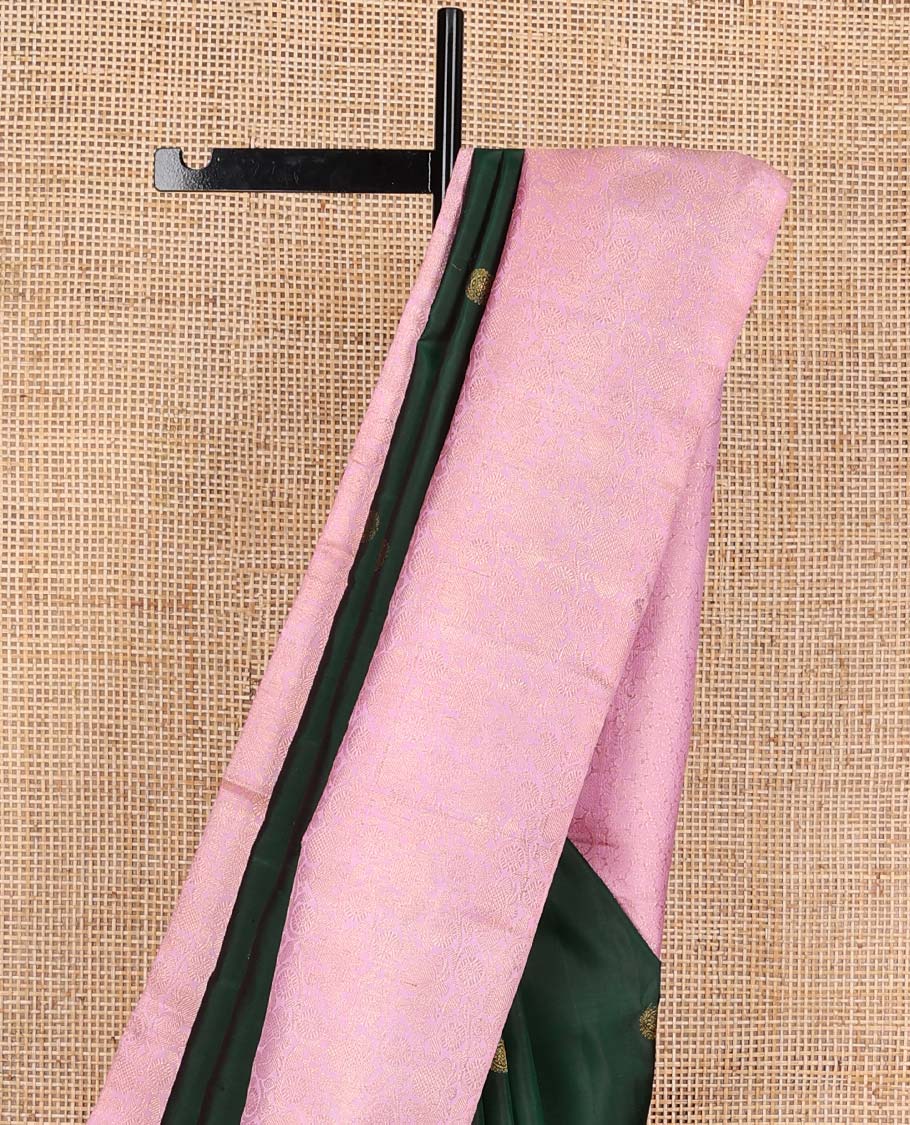 Green annam chakram buttas Kanchipuram silks saree, contrast korvai annam chakram kodi  visry border, and intricate pallu