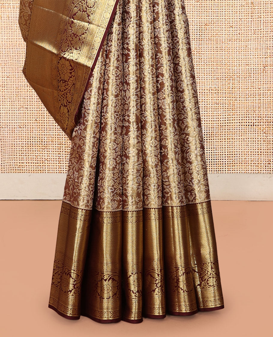 Brown Kanchipuram Tissue Silk Saree