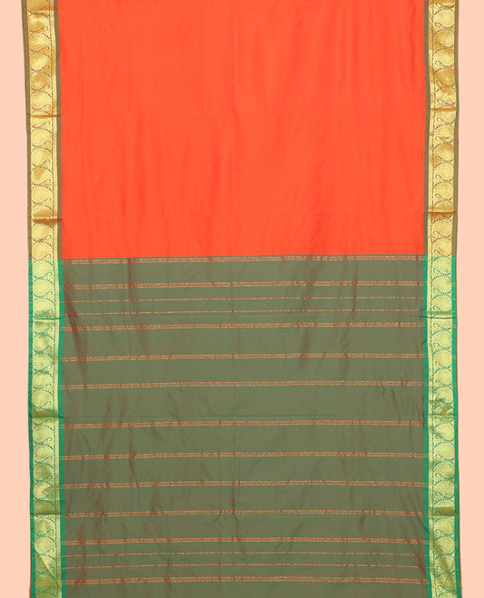 Orange Plain Ten-Yard Art Silk Saree