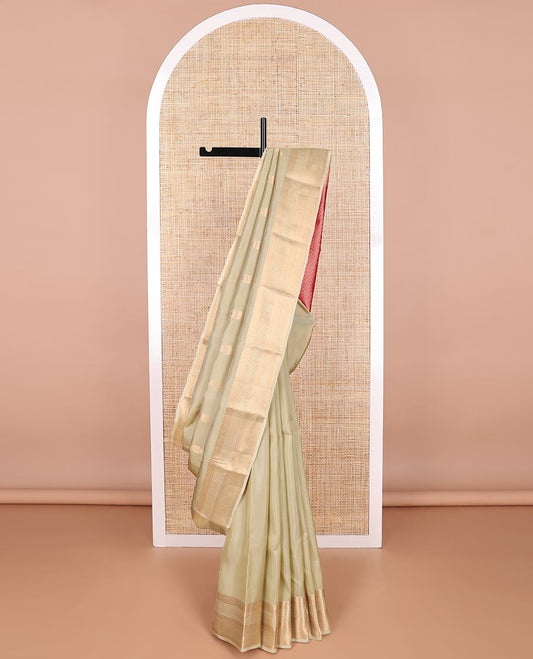 Beige buttas vasundhara elite silk saree with self traditional zari design border & argyle design pallu