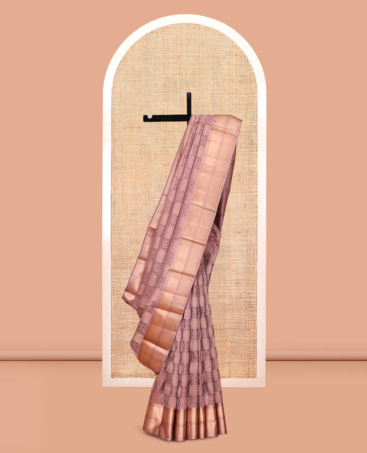 Rosewood Pink Jacquard Kanchipuram Wedding Silk Saree