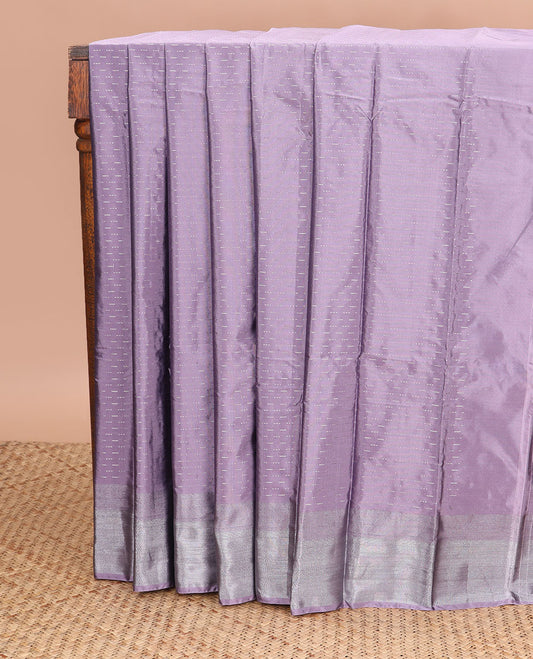 Lavender motifs gift saree with contrast zari design border & striped pallu