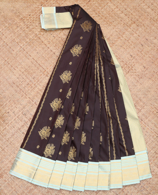 Brown Zari Border Budget Silk Saree