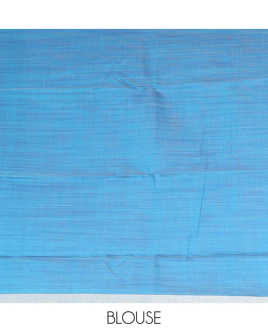 Peach floral buttas printed chirala cotton saree, bavanji border, and contrast floral print pallu