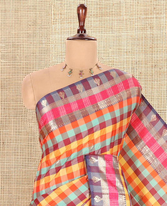 Yellow Semi-Katan Silk Saree