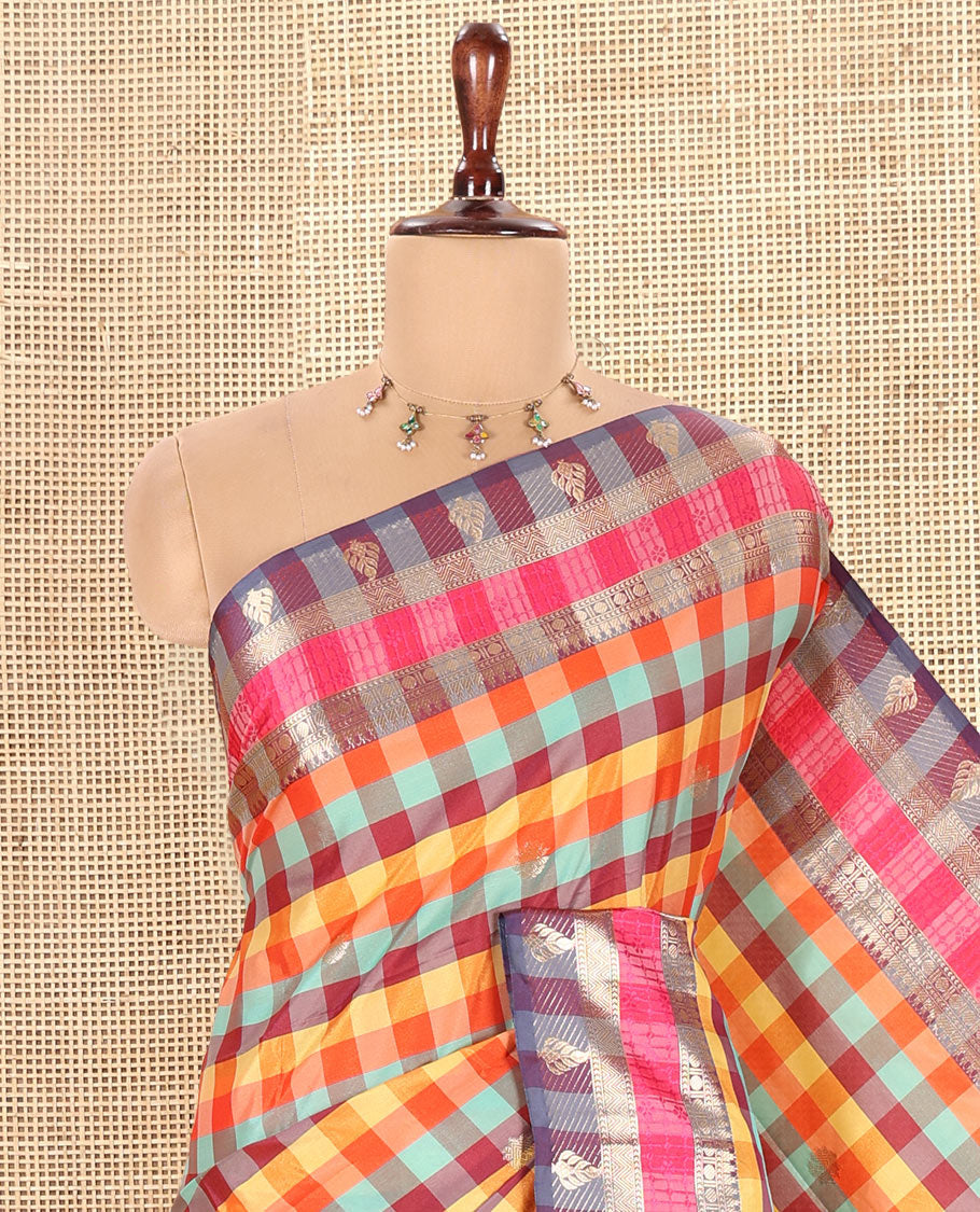 Yellow Semi-Katan Silk Saree