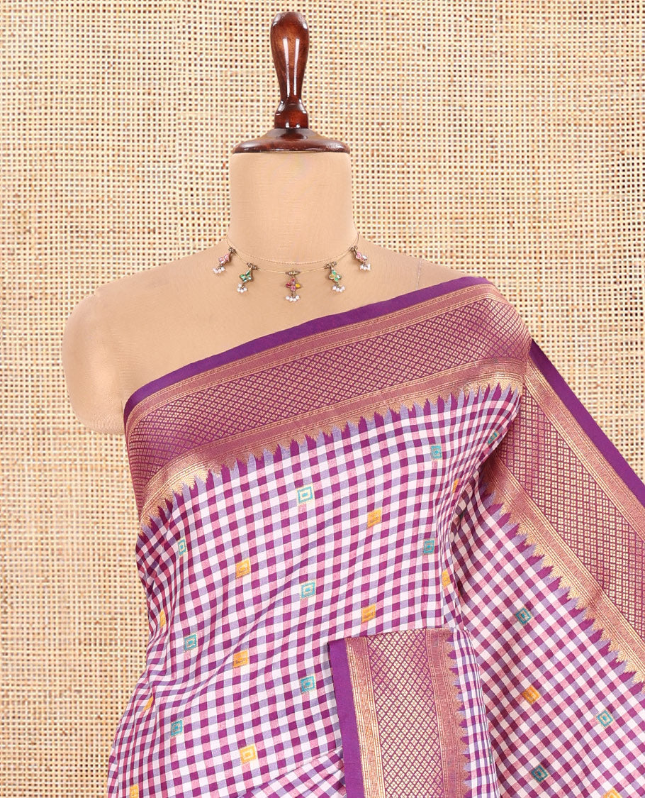 Dark Purple Chettinad-Style Soft Silk Saree