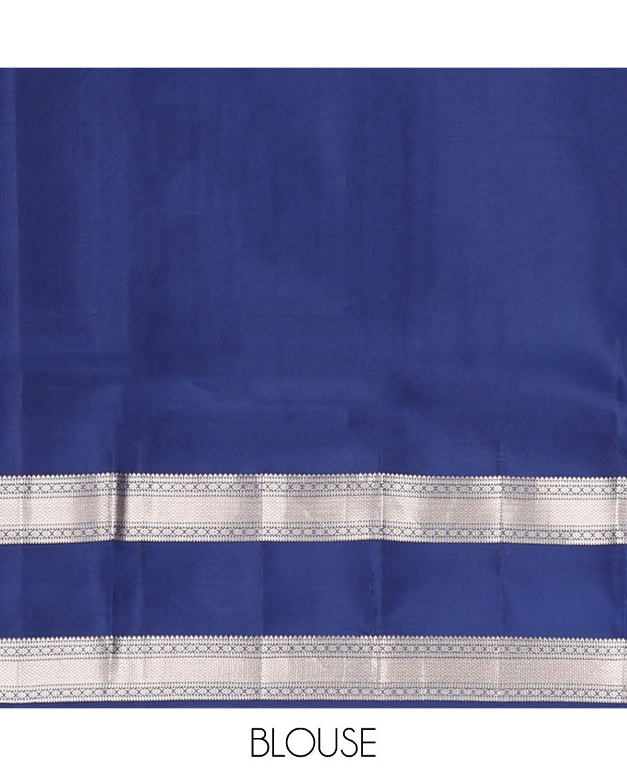 Copper color zari buttas vasundhara elite silk saree, contrast rettai pettu border of rekku, muthu, diamond & kuyil kann & pallu steeped with kodi visiry designs