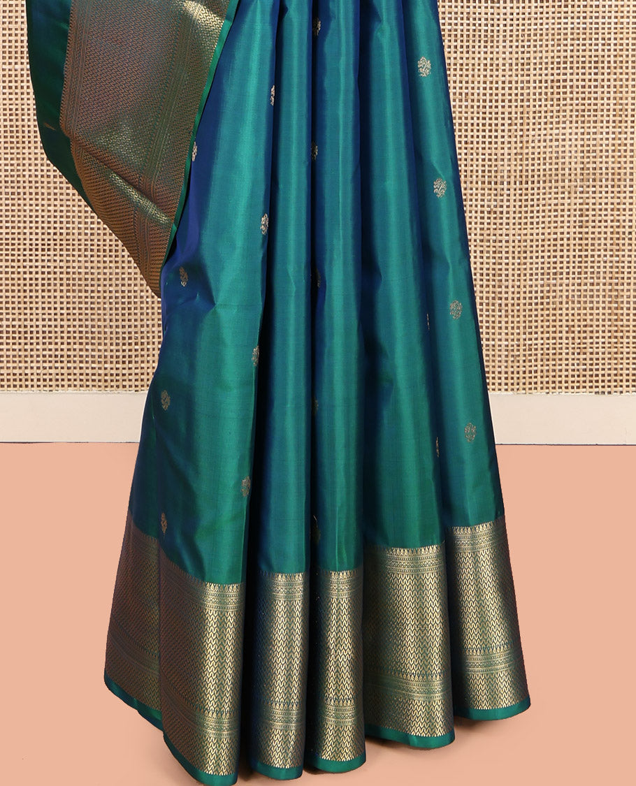 Blue Vasundhara Lite Silk Mix Saree, Dazzled with Zari Buttas, Highlighted by a Zari Border of Vanki Designs, Grand Pallu, and a Matching Blouse