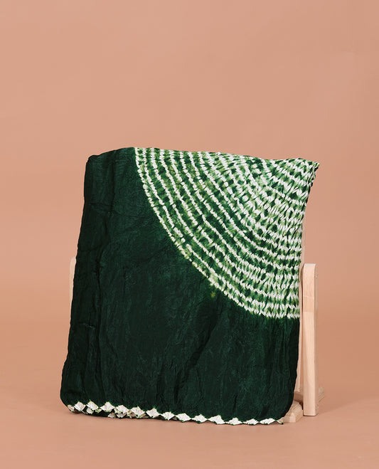 Borderless Green Bandhani Dola Silk Saree