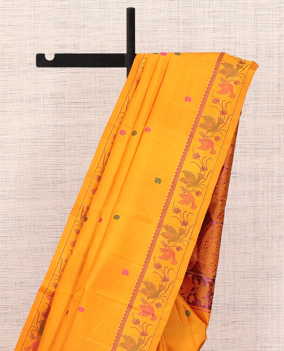 Orange Zari Butta Kanchi Silk