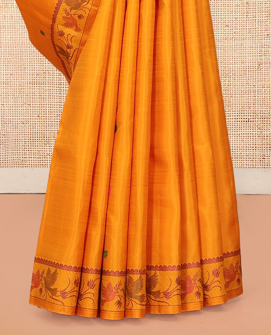 Orange Zari Butta Kanchi Silk