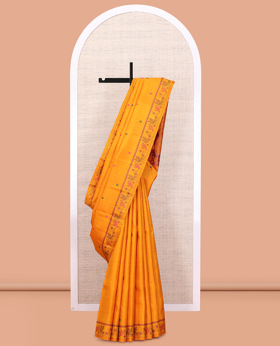 Orange Zari Butta Kanchi Silk