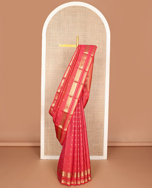 Red zari design vasundhara silk mix saree, zari border of rekku,muthu,banaras,kamalam & diamond designs & intricate pallu