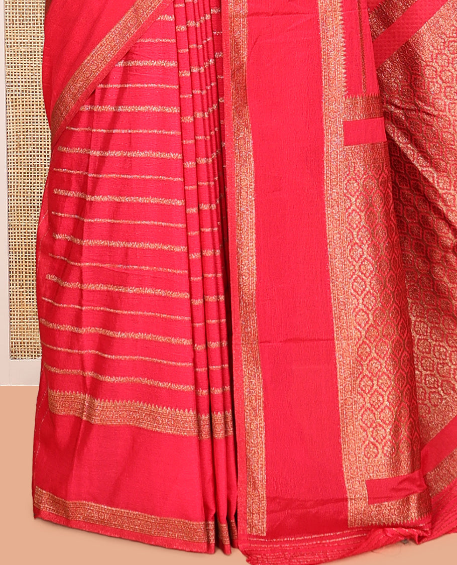 Red Fancy Crepe Saree