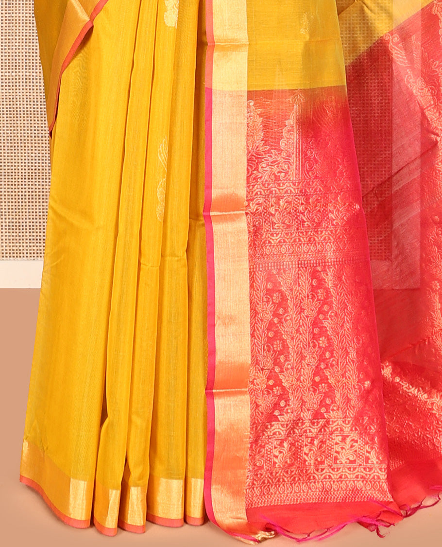 Yellow Silk Cotton Saree