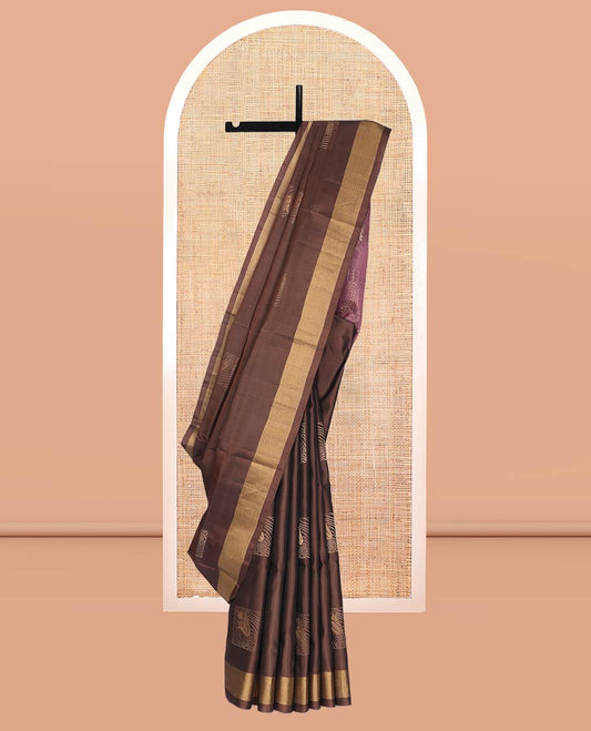 Brown Mayuri Lite Silk Mix Saree