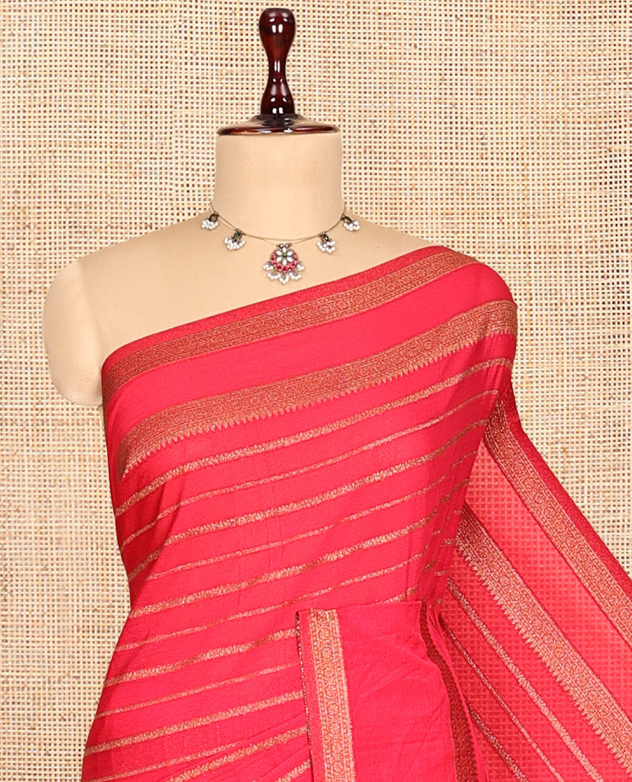 Red Fancy Crepe Saree