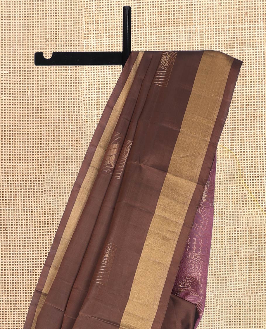 Brown Mayuri Lite Silk Mix Saree