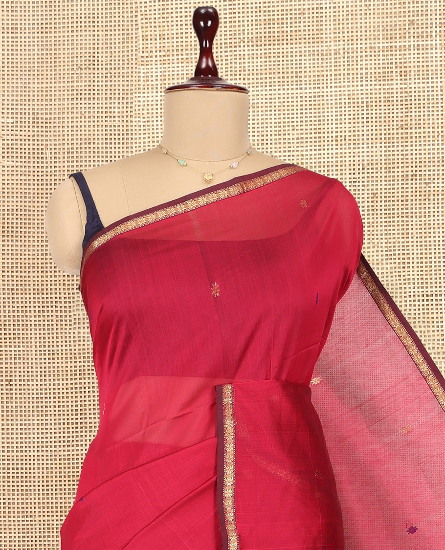 Red Maheshwari Cotton Saree