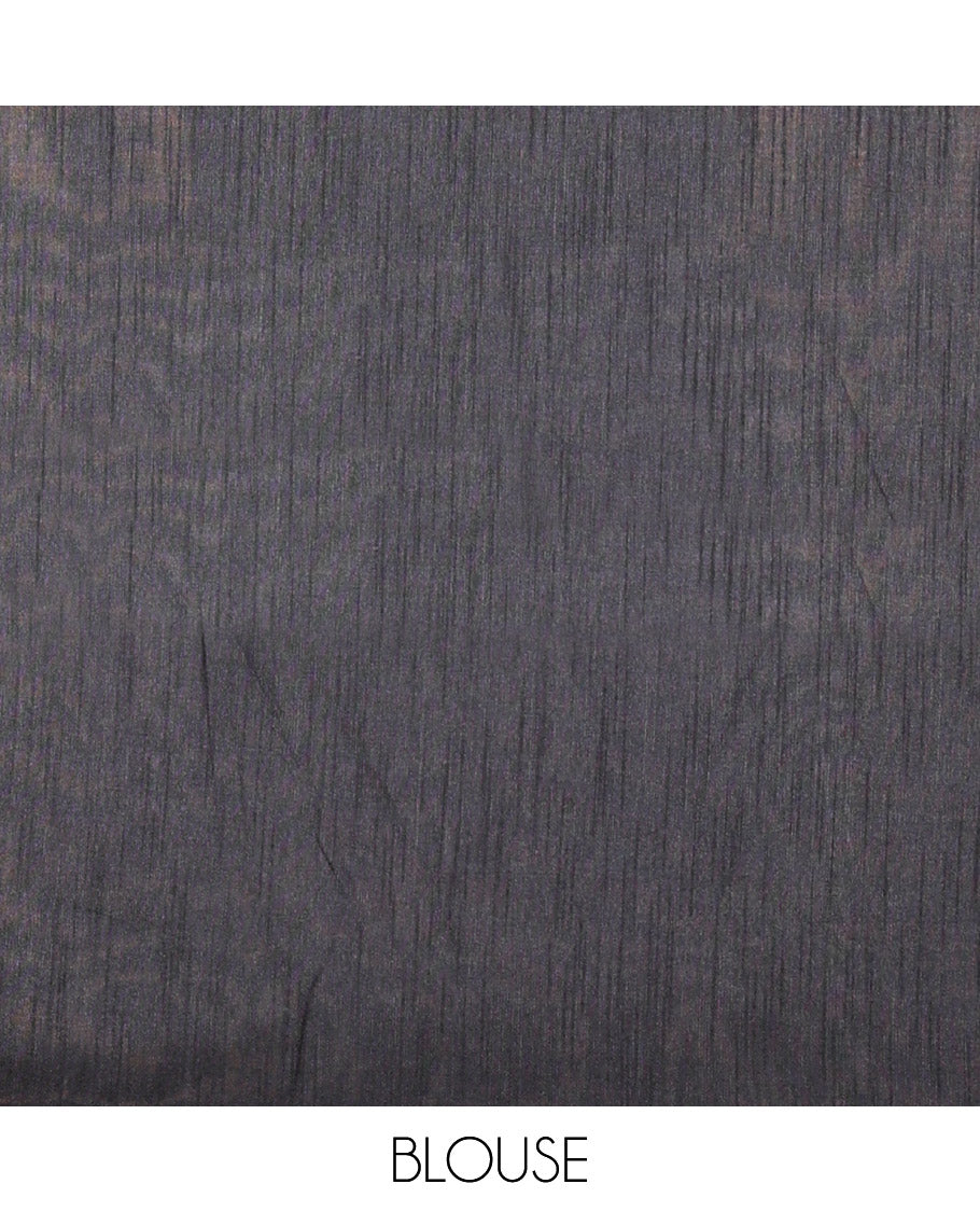 Borderless Blue Semi-Raw Silk Saree Highlighted with Gold-Zari Horizontal Stripes All Over Its Body, Complemented by a Contrast Pallu of Stripes, and Paired with a Contrast Blouse