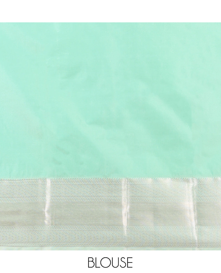 Magenta Budget Silk Saree, Mesmerized with Zari Buttas All Over Its Body, Complemented by a Contrast Traditional Zari Design Border, Grand Chevron Striped Pallu, and Paired with a Contrast Blouse