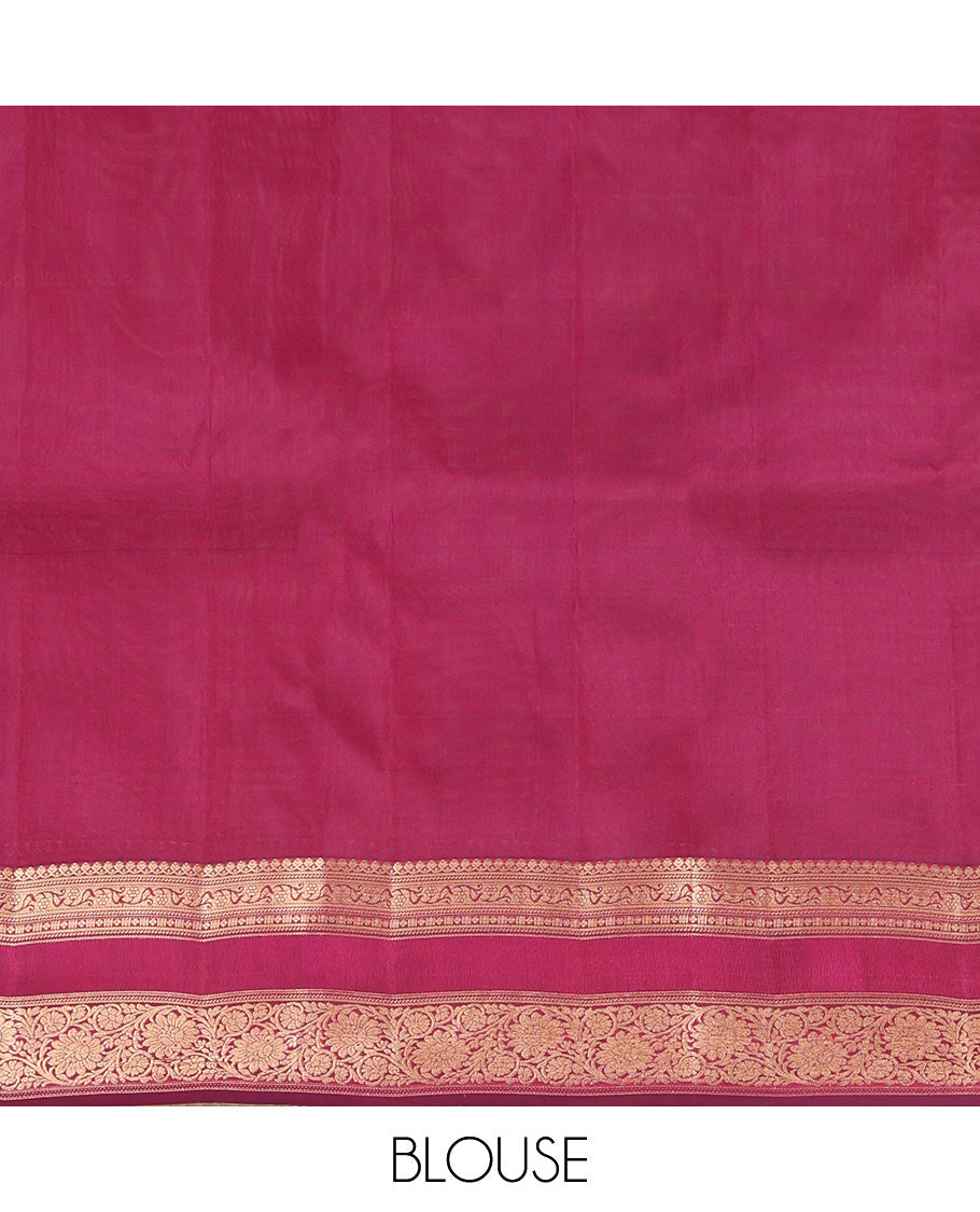 Orange Vasundhara Lite Silk Mix Saree, Accentuated with Zari Buttas, Complemented by a Contrast Border of Thilakam Mokku, and Kodi Visiry Designs, Pallu of Floral Jaal Designs, and Paired with a Contrast Blouse