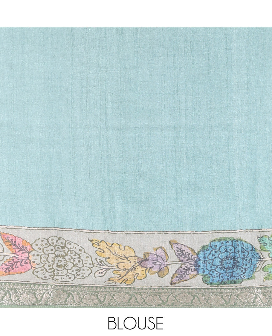 Pink Kalamkari Printed Fancy Tussar Saree