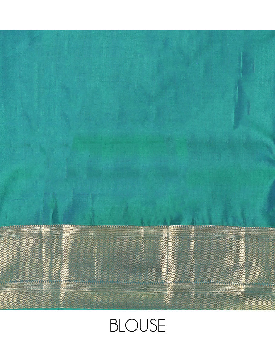 Blue Vasundhara Lite Silk Mix Saree, Dazzled with Zari Buttas, Highlighted by a Zari Border of Vanki Designs, Grand Pallu, and a Matching Blouse