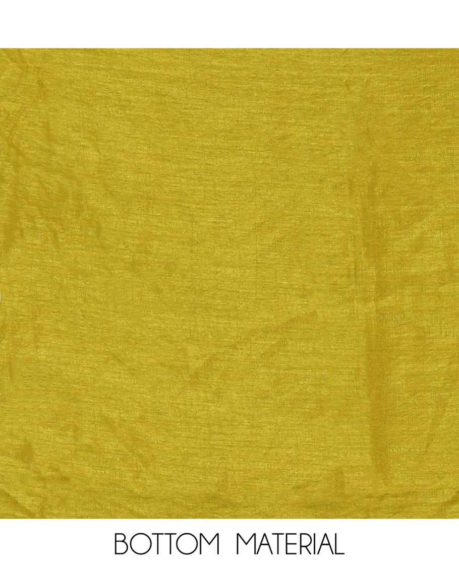 Mehendi Green Material Chudidar Set, Delicately Woven with Floral Thread Embroidered Mul Chanderi Top, a Mul Chanderi Bottom, Paired with Floral Thread-Embroidered Mul Chanderi Dupatta