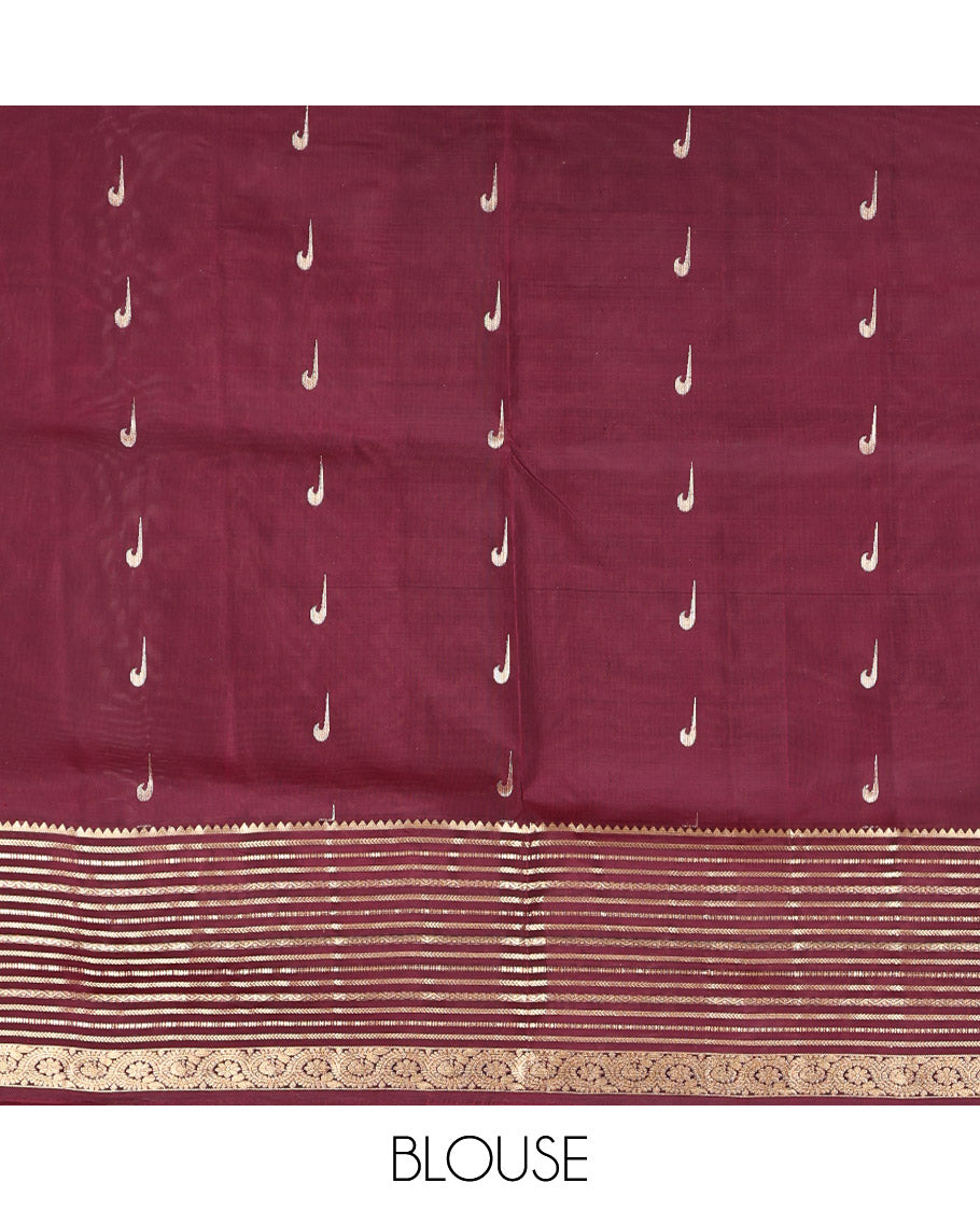 Green Mayuri Lite Silk Mix Saree, Delicately Woven with Muniya Buttas, Contrast Border of Rekku, Kathir, Neli, and Dhavana Kodi, Pallu of Jaal Designs, and Contrast Blouse