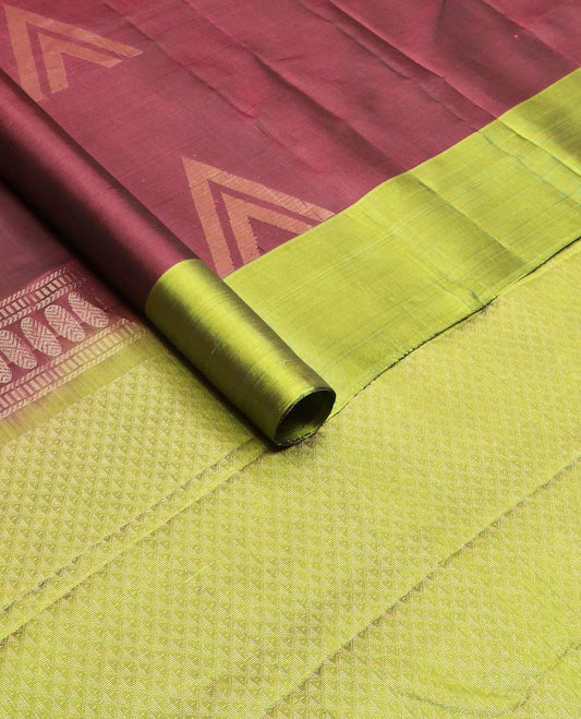 Maroon triangle buttas silk mix saree, contrast triangle zari design border & pallu of ara maadam designs