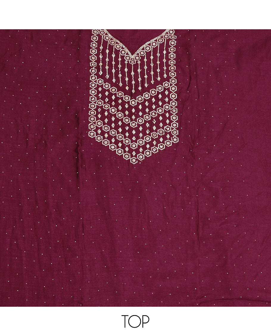 Wine Vichitra Silk Material Chudidar Set