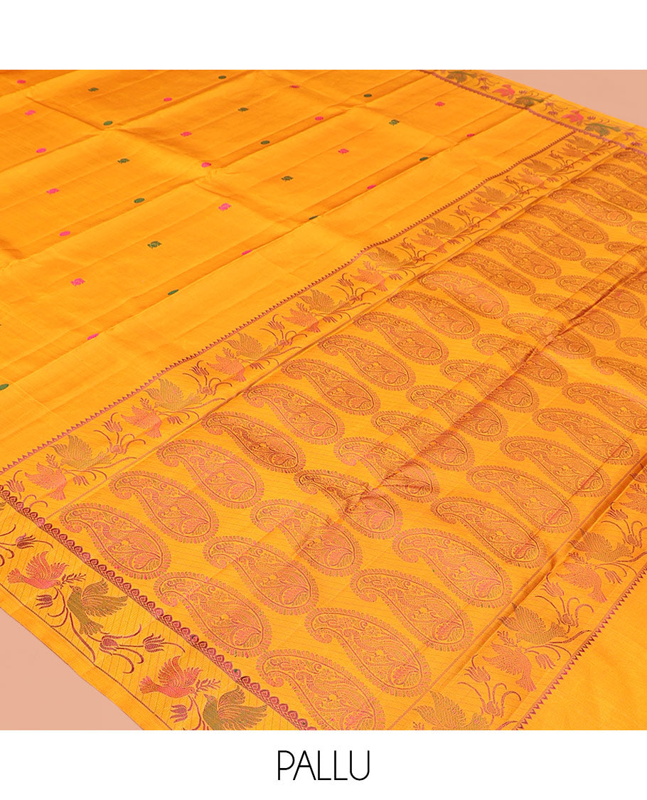 Orange Zari Butta Kanchi Silk