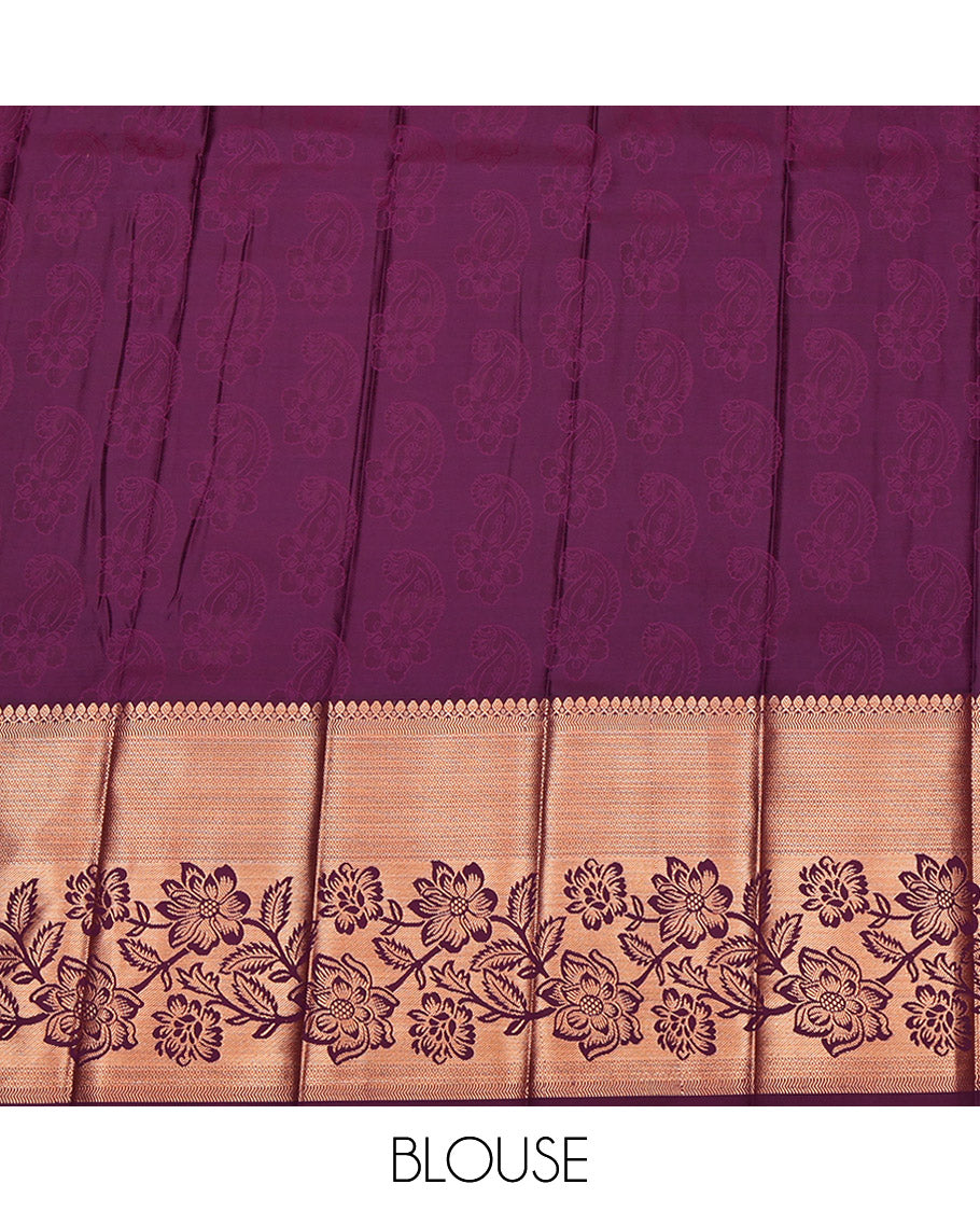 Orange Budget Silk Saree, Elegantly Elevated with Paisley Jacquard Design, Complemented by Contrast Traditional Zari Border, Grand Pallu and a Contrast Blouse