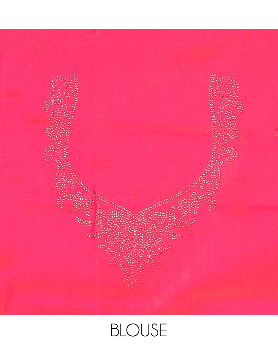 Pink Semi-Banaras Nylon Saree
