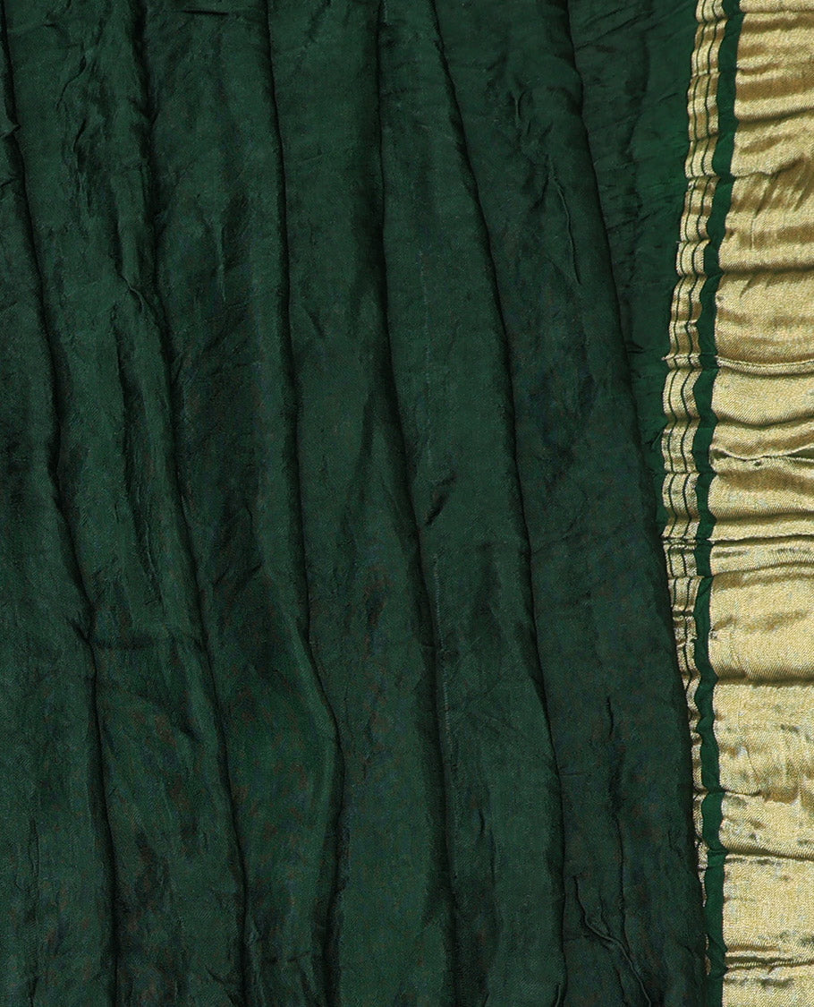 Borderless Green Bandhani Dola Silk Saree
