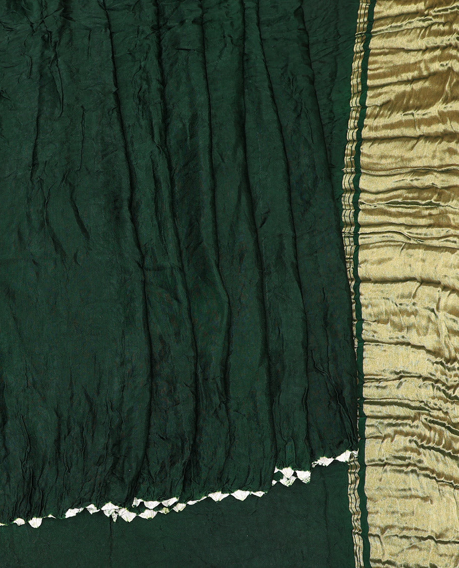Borderless Green Bandhani Dola Silk Saree