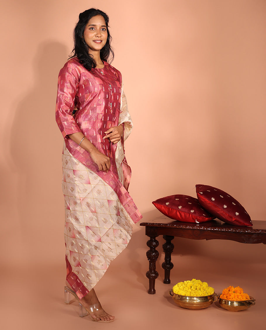 Red Kancheevaram Readymade Suit